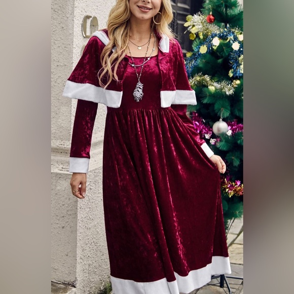 Gaovot Dresses & Skirts - Velvet A-line dress with hooded cape